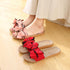 Women Summer Casual Slides Comfortable Flax Slippers Striped Bow Linen Flip Flops Platform Sandals Summer Indoor Slippers Linen Women's Slippers Flower Slippers