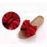 Women Summer Casual Slides Comfortable Slippers Striped Bow Linen Flip Flops Platform Sandals Unisex Linen Summer Beach Shoes Lightweight Skidproof Indoor Slippers Home Breathable Sandals