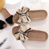 Women Summer Casual Slides Comfortable Slippers Striped Bow Linen Flip Flops Platform Sandals Unisex Linen Summer Beach Shoes Lightweight Skidproof Indoor Slippers Home Breathable Sandals