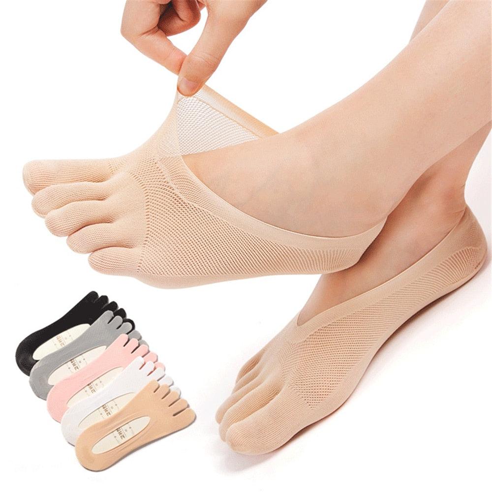 Women Summer Five-Finger Socks Ultrathin Funny Toe Invisible Sock With Silicone Anti-Skid Breathable Anti-Friction For Women