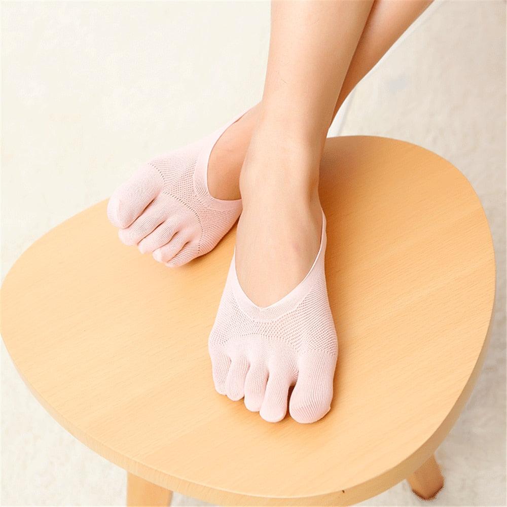 Women Summer Five-Finger Socks Ultrathin Funny Toe Invisible Sock With Silicone Anti-Skid Breathable Anti-Friction For Women