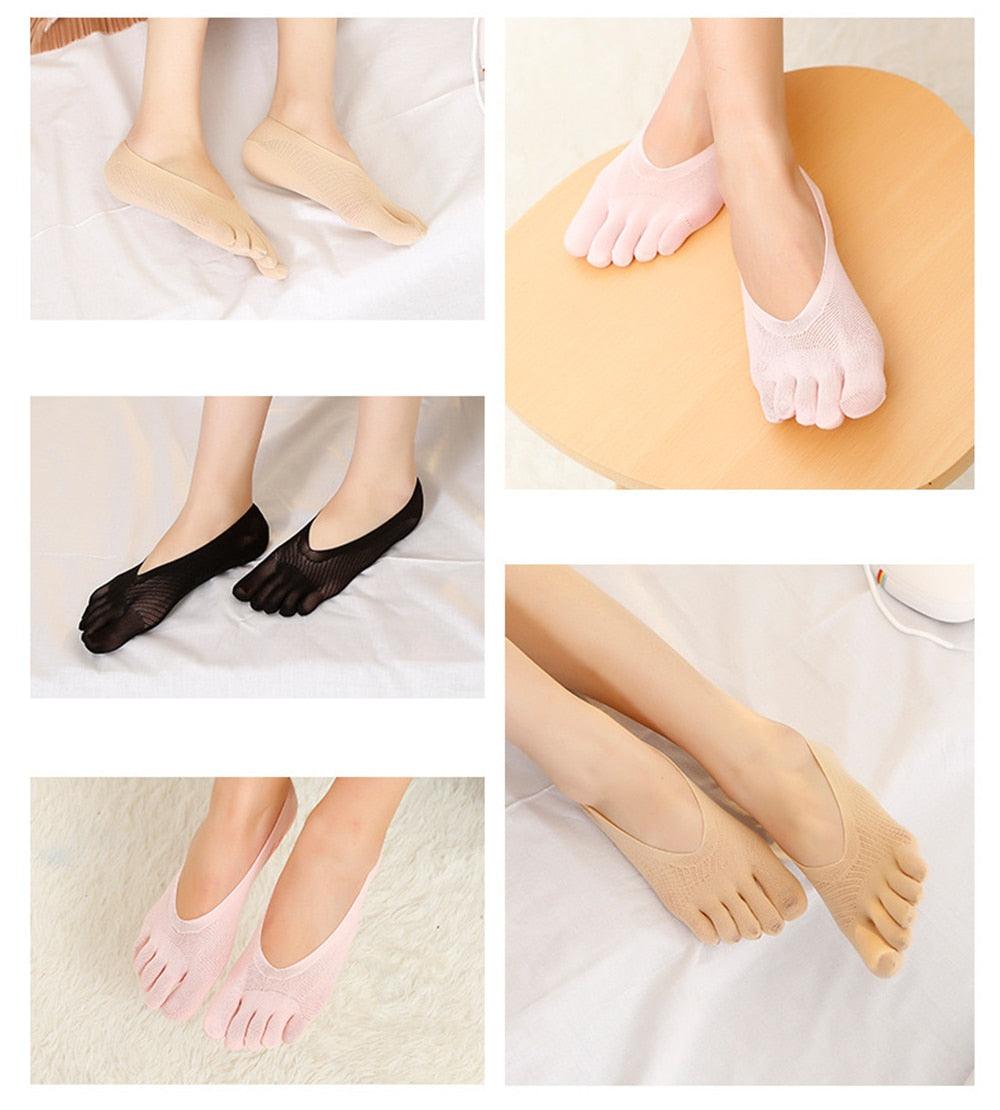 Women Summer Five-Finger Socks Ultrathin Funny Toe Invisible Sock With Silicone Anti-Skid Breathable Anti-Friction For Women