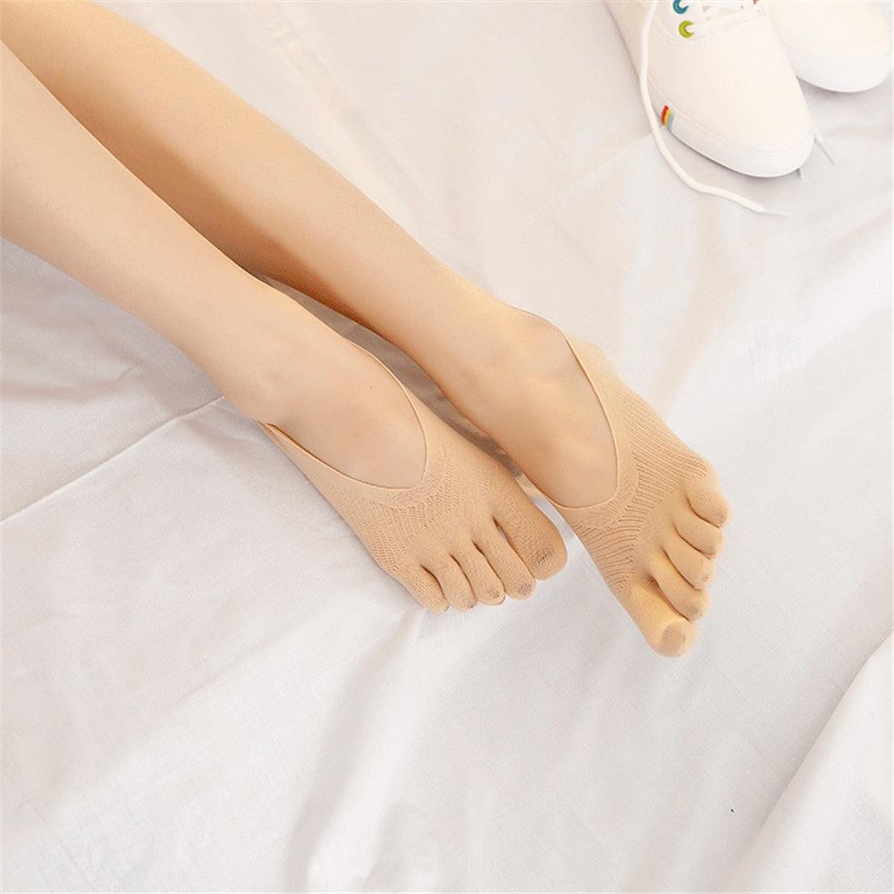 Women Summer Five-Finger Socks Ultrathin Funny Toe Invisible Sock With Silicone Anti-Skid Breathable Anti-Friction For Women