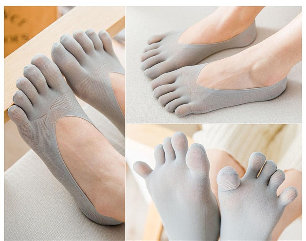 Women Summer Five-Finger Socks Ultrathin Funny Toe Invisible Sock With Silicone Anti-Skid Breathable Anti-Friction For Women