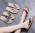 Women Summer Floral Flip Flops Beach Sandals Thongs Slippers Hemp Rope Travel Flip-Flops Unisex Home Slippers Flax Women House Slipper Open-Toe Breathable Slippers