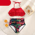 Women Summer Floral Print Swimsuit Modern Bow Swimwear Lace Up Bikini Set Bathing Suit Women Women's Bathing Suit Tie Knot Front Ruffle Bikini Set Two Piece Swimsuit