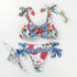 Women Summer Floral Print Swimsuit Modern Bow Swimwear Lace Up Bikini Set Bathing Suit Women Women's Bathing Suit Tie Knot Front Ruffle Bikini Set Two Piece Swimsuit