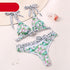 Women Summer Floral Print Swimsuit Modern Bow Swimwear Lace Up Bikini Set Bathing Suit Women Women's Bathing Suit Tie Knot Front Ruffle Bikini Set Two Piece Swimsuit