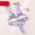 Women Summer Floral Print Swimsuit Modern Bow Swimwear Lace Up Bikini Set Bathing Suit Women Women's Bathing Suit Tie Knot Front Ruffle Bikini Set Two Piece Swimsuit