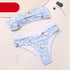 Women Summer Floral Print Swimsuit Modern Bow Swimwear Lace Up Bikini Set Bathing Suit Women Women's Bathing Suit Tie Knot Front Ruffle Bikini Set Two Piece Swimsuit