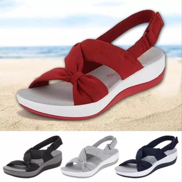 Women Summer Open Toe Sandals Women Bow Platform Comfy Beach Sandals Women Bow-Knot Platform Simple Outdoor Flip-Flops Beach Sandals Fashion Slippers Summer Sandals