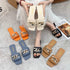 Women Summer Slipper Square Toe Chain Slippers Slip On Flat Slide Sandals Beach Flip Flops Casual Shoes Woman Heel Shoes Open Toe Slip On Dress Backless Heels Slides Slippers