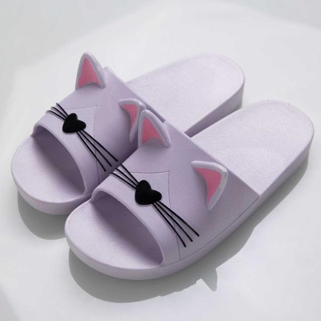 Women Summer Slippers Beach Slide Sandals Cats Flip Flops Soft Sole Comfortable Couple Slippers For Women Quick Drying Bathroom Slippers Pillow Slides Non Slip Soft Thick Sole Open Toe Soft Slippers