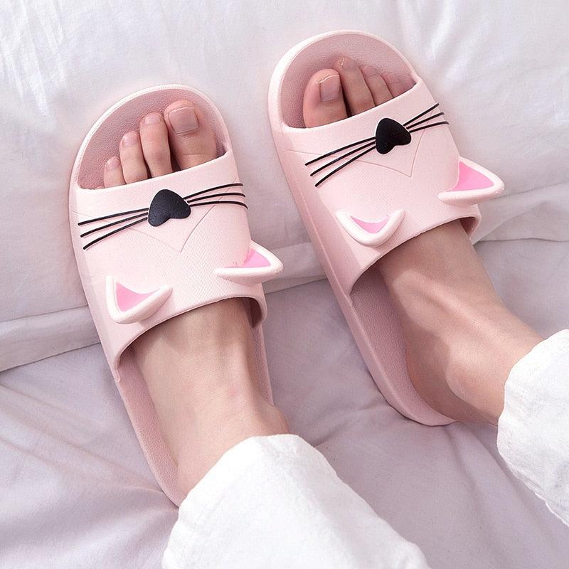 Women Summer Slippers Beach Slide Sandals Cats Flip Flops Soft Sole Comfortable Couple Slippers For Women Quick Drying Bathroom Slippers Pillow Slides Non Slip Soft Thick Sole Open Toe Soft Slippers