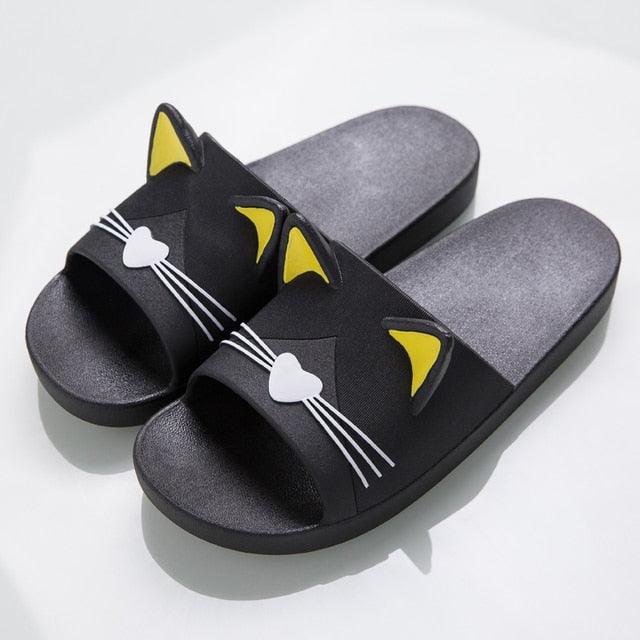 Women Summer Slippers Beach Slide Sandals Cats Flip Flops Soft Sole Comfortable Couple Slippers For Women Quick Drying Bathroom Slippers Pillow Slides Non Slip Soft Thick Sole Open Toe Soft Slippers