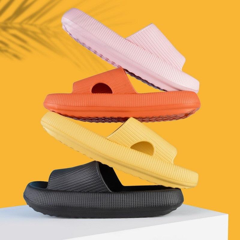 Women Summer Slippers Beach Slide Sandals Flip Flops Non-slip Soft Sole Men Couple Casual Shoes Non-Slip Quick Drying Slipper For Women Men Thick Sole Indoor Home Spa Open Toe Sandals