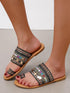 Women Summer Style Beautiful Flat Slippers Casual Comfortable Beach Women Sandals Strappy Flat Open Toe Ring Sandals Wide Comfortable Leather Shiny Sandals