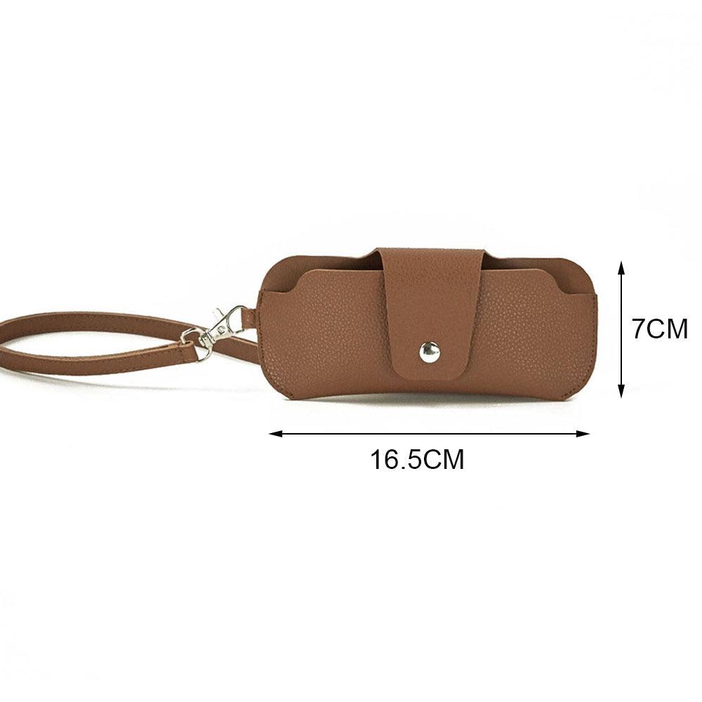 Women Sunglass Bag Leather Glasses Clip Hanging Neck Glasses Bag Anti-lost Glasses Protective Cover Fashionable Eyewear Pouch Eyeglasses Clip PU Glasses Case Multifunctional Glasses Bag