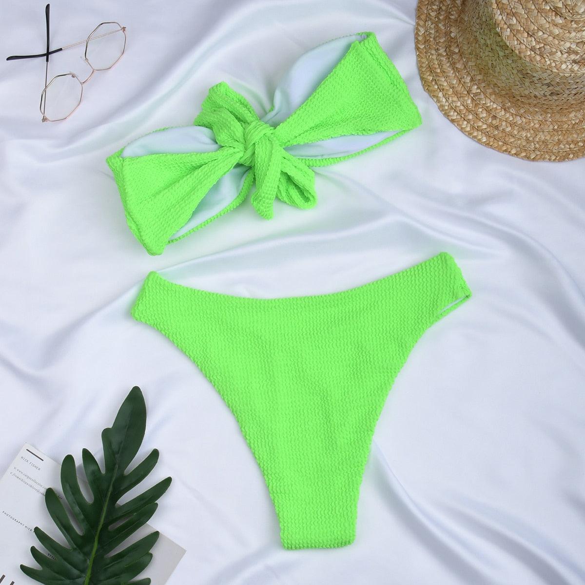 Women Swimsuit Female Bikini Swimwear Women Bikini Set Swimming Suit Bandage Bikini Set Push-Up Swimwear Beachwear Swimsuit  Bathing Suits Off Shoulder High Waist Beachwear Set