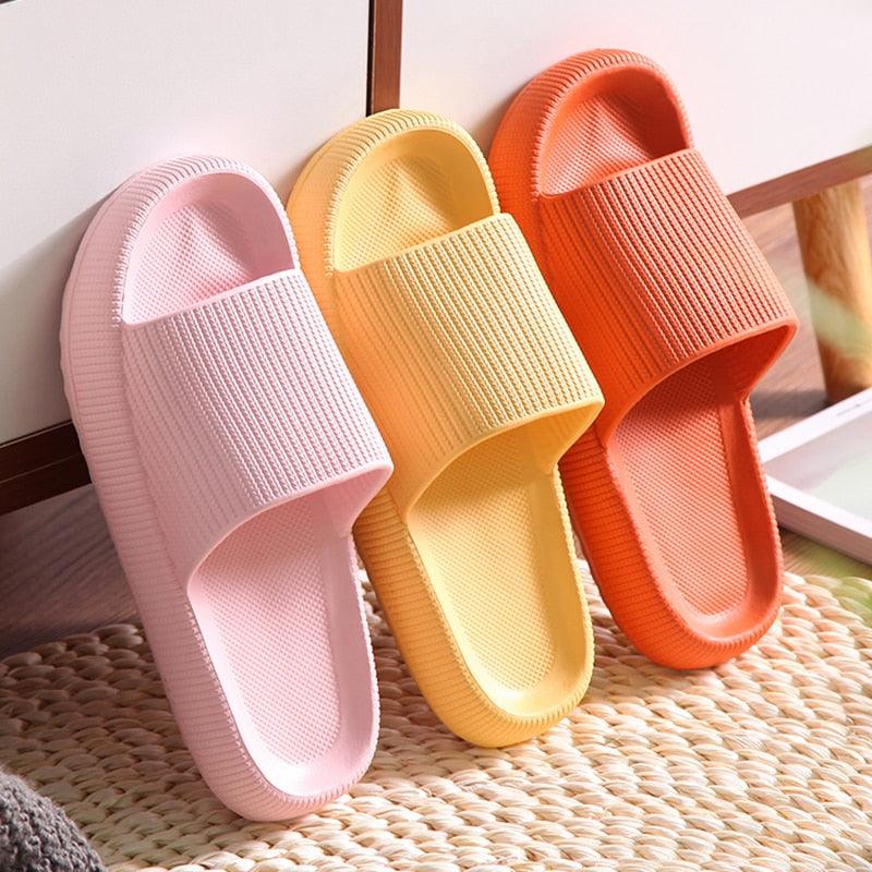 Women Thick Platform Slippers Summer Fashion EVA Soft Sole Beach Slide Sandals Open Toe Soft Home Shoes Non-Slip Soft Shower Spa Bath Pool Gym House Sandals For Indoor And Outdoor