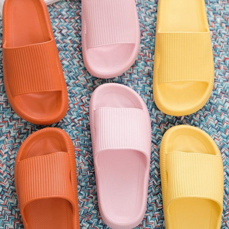 Women Thick Platform Slippers Summer Fashion EVA Soft Sole Beach Slide Sandals Open Toe Soft Home Shoes Non-Slip Soft Shower Spa Bath Pool Gym House Sandals For Indoor And Outdoor