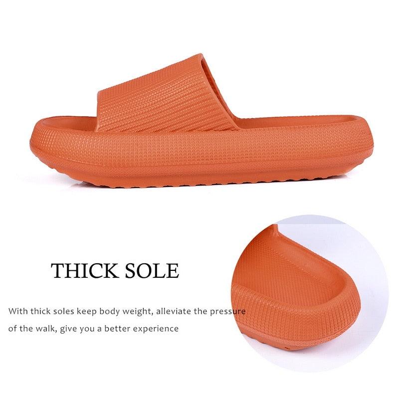 Women Thick Platform Slippers Summer Fashion EVA Soft Sole Beach Slide Sandals Open Toe Soft Home Shoes Non-Slip Soft Shower Spa Bath Pool Gym House Sandals For Indoor And Outdoor