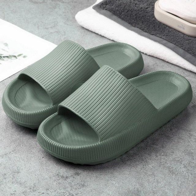 Women Thick Platform Slippers Summer Fashion EVA Soft Sole Beach Slide Sandals Open Toe Soft Home Shoes Non-Slip Soft Shower Spa Bath Pool Gym House Sandals For Indoor And Outdoor