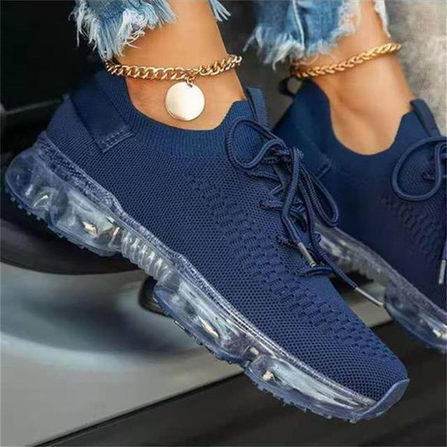 Women Trendy Sneakers Fashion Cushion Lace Up Running Sport Sneakers Outdoor Sport Shoes Spring Summer Couple Cushion Flats Training Running Breathable Sneakers