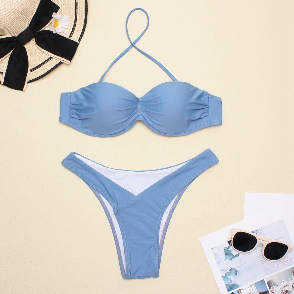 Women Two Piece Swimsuit Push Up Bikini  Padded Push Up Bikini Set Two Pieces Swimsuit Women Swimwear Bathing Suit Gifts For Mom Wife Girlfriend Swimwear Classic Print Swimsuit Bikini Set Swimwear Bathing Pool Party Bikini