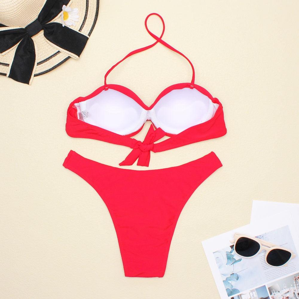 Women Two Piece Swimsuit Push Up Bikini  Padded Push Up Bikini Set Two Pieces Swimsuit Women Swimwear Bathing Suit Gifts For Mom Wife Girlfriend Swimwear Classic Print Swimsuit Bikini Set Swimwear Bathing Pool Party Bikini