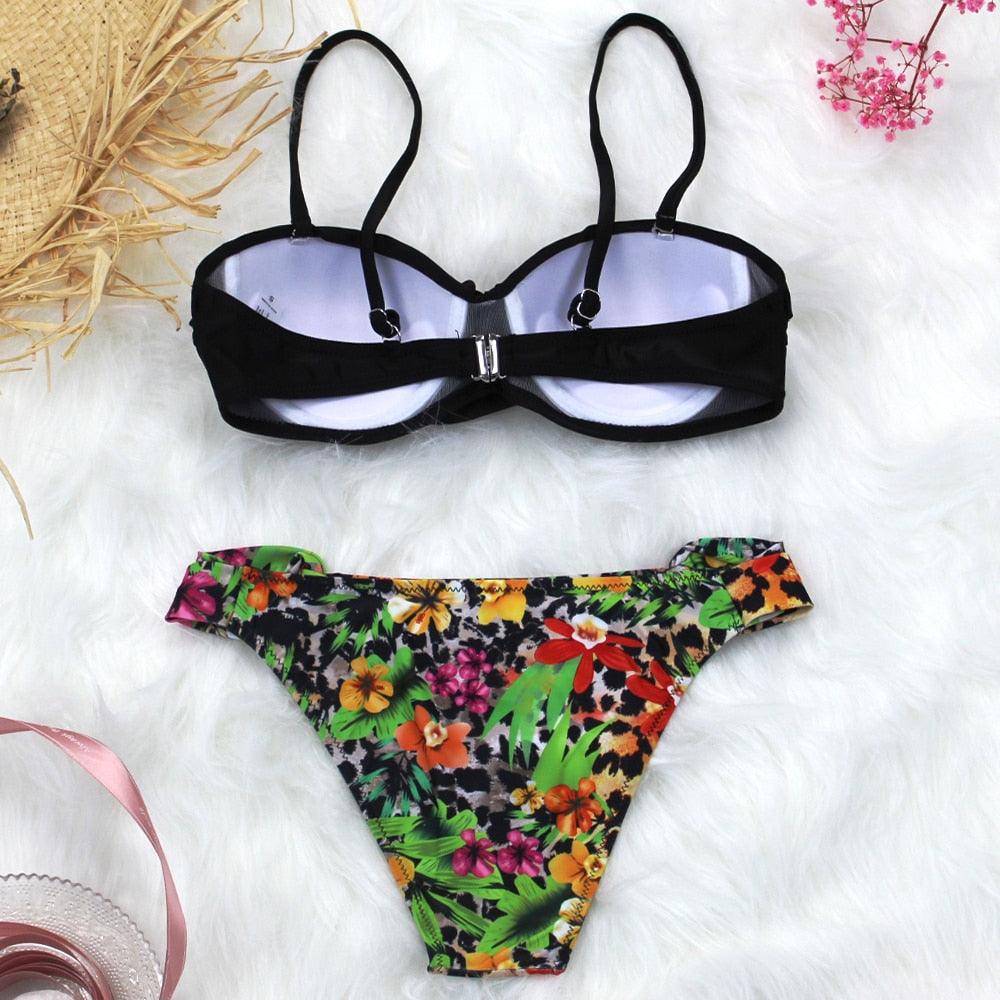 Women Two Piece Swimsuit Push Up Bikini  Padded Push Up Bikini Set Two Pieces Swimsuit Women Swimwear Bathing Suit Gifts For Mom Wife Girlfriend Swimwear Classic Print Swimsuit Bikini Set Swimwear Bathing Pool Party Bikini