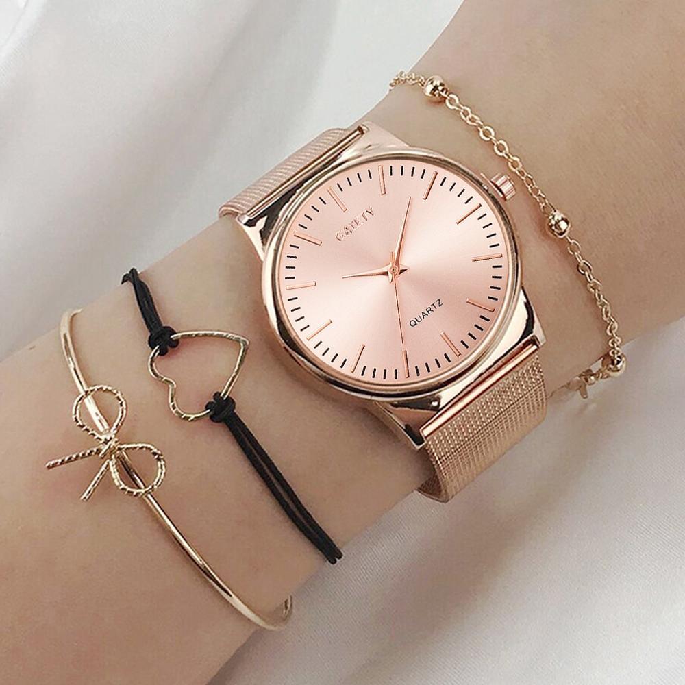 Women Watches Luxury Wrist Watch Women Steel Rose Gold Quartz Ladies Quartz Watches Rose Gold Classic Casual Thin Minimalist Stainless Steel Analog Mesh Band Cute Watches