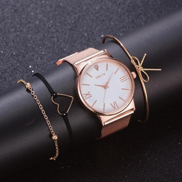 Women Watches Luxury Wrist Watch Women Steel Rose Gold Quartz Ladies Quartz Watches Rose Gold Classic Casual Thin Minimalist Stainless Steel Analog Mesh Band Cute Watches