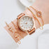 Women Watches New Luxury Fashion Quartz Ladies Watch Clock Rose Gold Diamond Dial Dress Casual Wristwatch Quartz Movement Girls Ladies Wristwatch Big Face Mesh Belt Watch And Bracelet Set