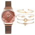 Women Watches New Luxury Fashion Quartz Ladies Watch Clock Rose Gold Diamond Dial Dress Casual Wristwatch Quartz Movement Girls Ladies Wristwatch Big Face Mesh Belt Watch And Bracelet Set