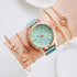 Women Watches New Luxury Fashion Quartz Ladies Watch Clock Rose Gold Diamond Dial Dress Casual Wristwatch Quartz Movement Girls Ladies Wristwatch Big Face Mesh Belt Watch And Bracelet Set