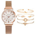 Women Watches New Luxury Fashion Quartz Ladies Watch Clock Rose Gold Diamond Dial Dress Casual Wristwatch Quartz Movement Girls Ladies Wristwatch Big Face Mesh Belt Watch And Bracelet Set