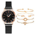 Women Watches New Luxury Fashion Quartz Ladies Watch Clock Rose Gold Diamond Dial Dress Casual Wristwatch Quartz Movement Girls Ladies Wristwatch Big Face Mesh Belt Watch And Bracelet Set