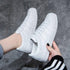 Women White Casual Shoes Casual Women Sneakers Flats Girl Breathble Vulcanized Shoes Lace Up White Casual Style Comfortable Sneakers Eco Leather Street Sneakers