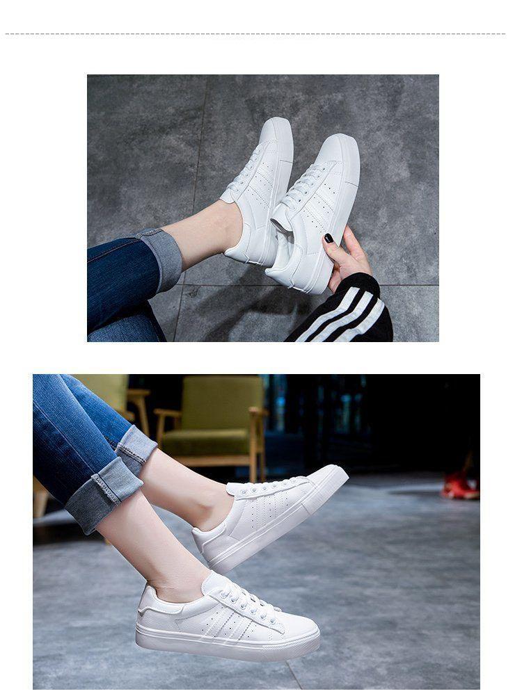 Women White Casual Shoes Casual Women Sneakers Flats Girl Breathble Vulcanized Shoes Lace Up White Casual Style Comfortable Sneakers Eco Leather Street Sneakers