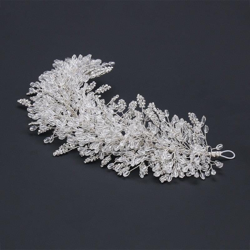 Women White Crystal Handmade Beaded Rhinestone Bridal Crown Rhinestone Wedding Hair Accessories Handmade Accessories  Wedding Bridal Headpiece Wedding Headpiece Crystal Headpiece Elegant Headpiece Headpiece