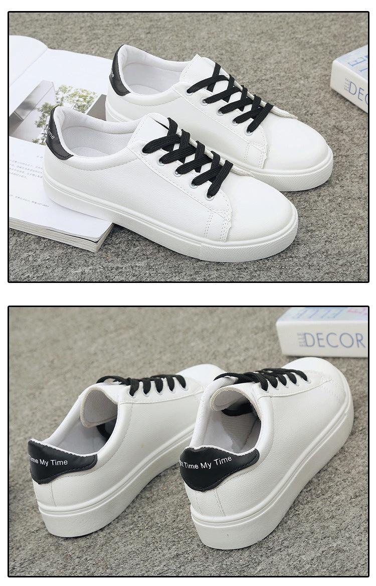 Women White Sneakers Fashion Breathble Vulcanized Shoes Leather Platform Shoes White Lace Up Casual Woman Comfortable Sneakers Leather Spring Flats Trainers Sneakers