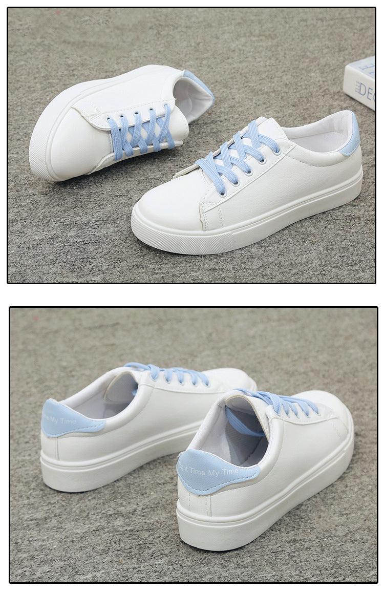 Women White Sneakers Fashion Breathble Vulcanized Shoes Leather Platform Shoes White Lace Up Casual Woman Comfortable Sneakers Leather Spring Flats Trainers Sneakers