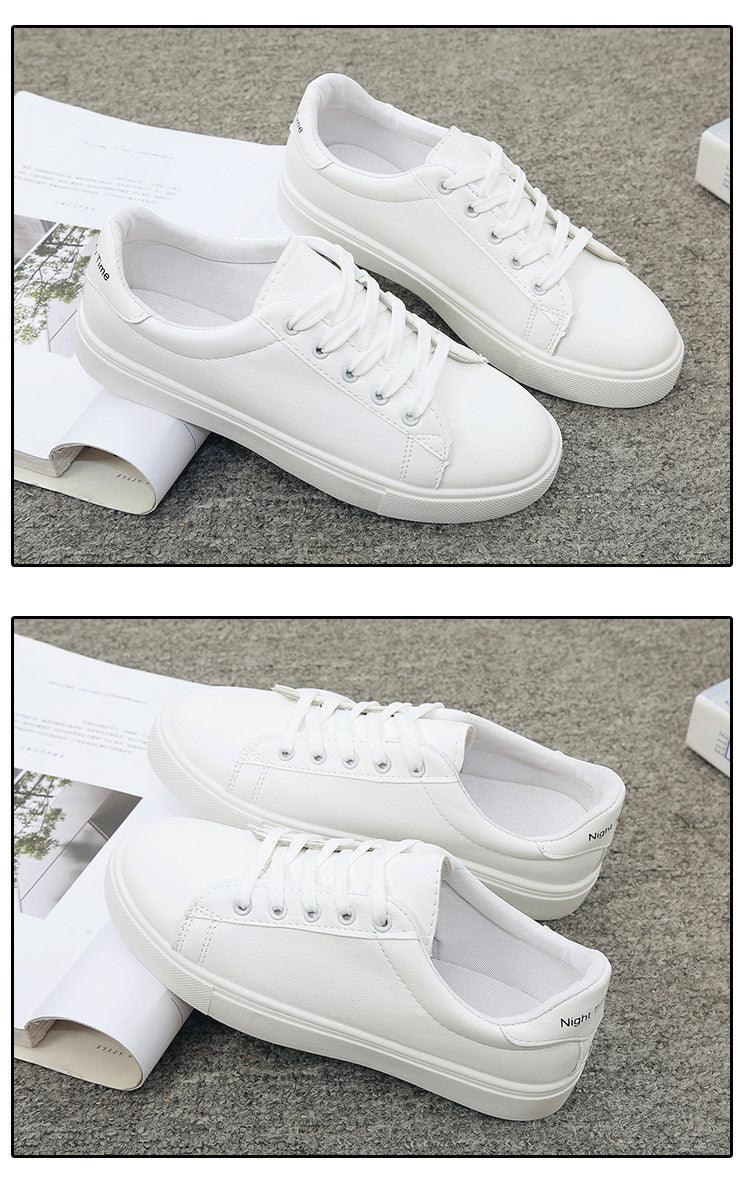 Women White Sneakers Fashion Breathble Vulcanized Shoes Leather Platform Shoes White Lace Up Casual Woman Comfortable Sneakers Leather Spring Flats Trainers Sneakers