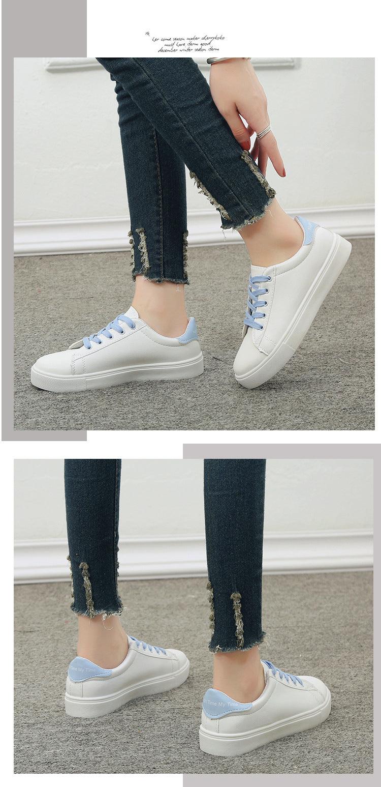 Women White Sneakers Fashion Breathble Vulcanized Shoes Leather Platform Shoes White Lace Up Casual Woman Comfortable Sneakers Leather Spring Flats Trainers Sneakers