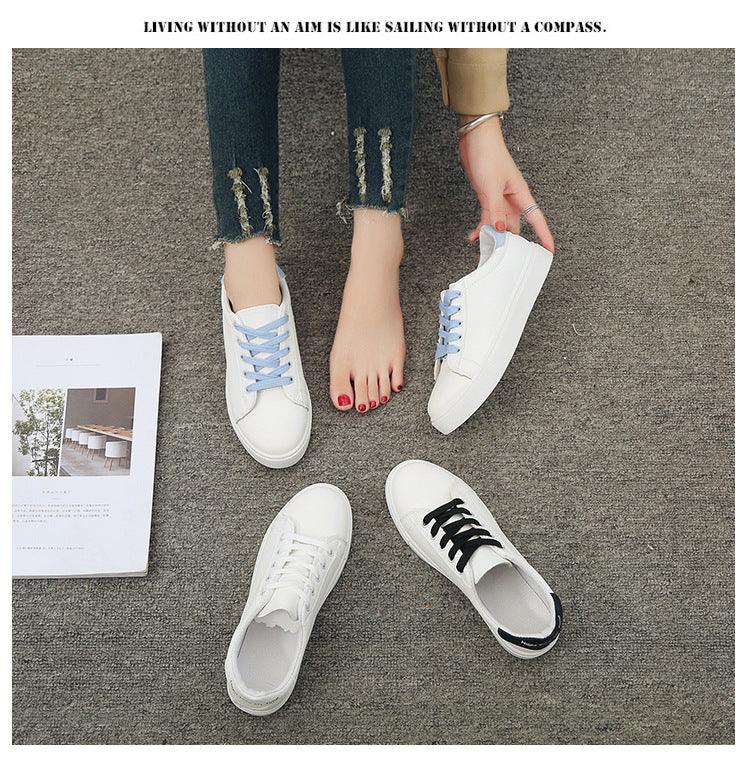 Women White Sneakers Fashion Breathble Vulcanized Shoes Leather Platform Shoes White Lace Up Casual Woman Comfortable Sneakers Leather Spring Flats Trainers Sneakers