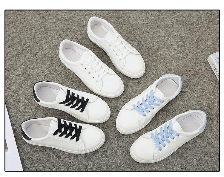 Women White Sneakers Fashion Breathble Vulcanized Shoes Leather Platform Shoes White Lace Up Casual Woman Comfortable Sneakers Leather Spring Flats Trainers Sneakers