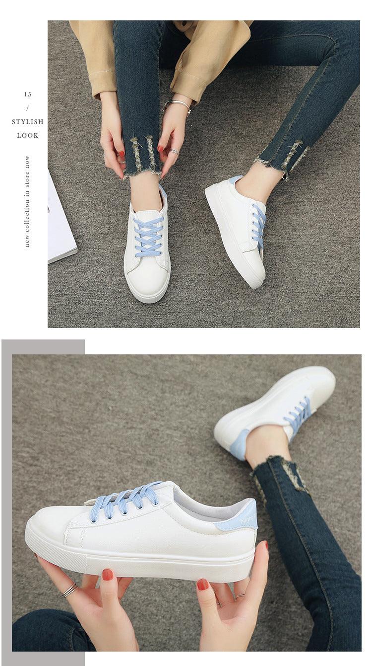 Women White Sneakers Fashion Breathble Vulcanized Shoes Leather Platform Shoes White Lace Up Casual Woman Comfortable Sneakers Leather Spring Flats Trainers Sneakers