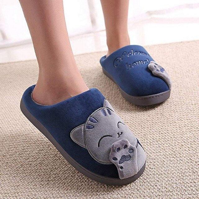 Women Winter Home Slippers Cat Shoes Non-Slip Soft Winter Warm House Slippers Indoor Bedroom Couples Shoes Womens Slippers Slip On Memory Foam House Outdoor Indoor Warm Fuzzy Plush Slippers