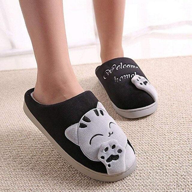 Women Winter Home Slippers Cat Shoes Non-Slip Soft Winter Warm House Slippers Indoor Bedroom Couples Shoes Womens Slippers Slip On Memory Foam House Outdoor Indoor Warm Fuzzy Plush Slippers